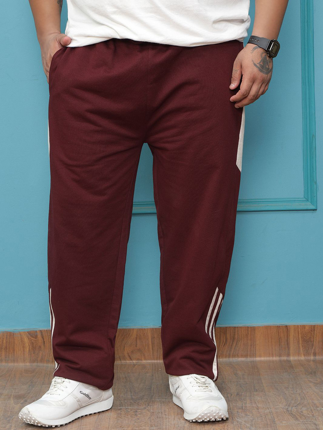 John Pride Men Plus Size Pure Cotton Slim Fit Track Pants
