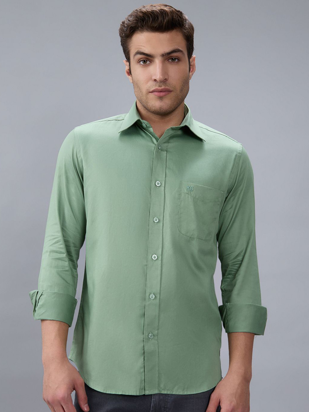 Kenneth Cole Spread Collar Slim Fit Casual Pure Cotton Shirt