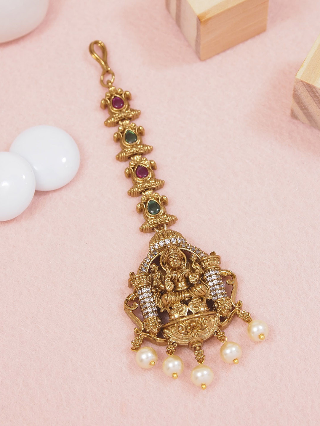 House of Pataudi Gold-Plated American Diamond Studded Maang Tikka