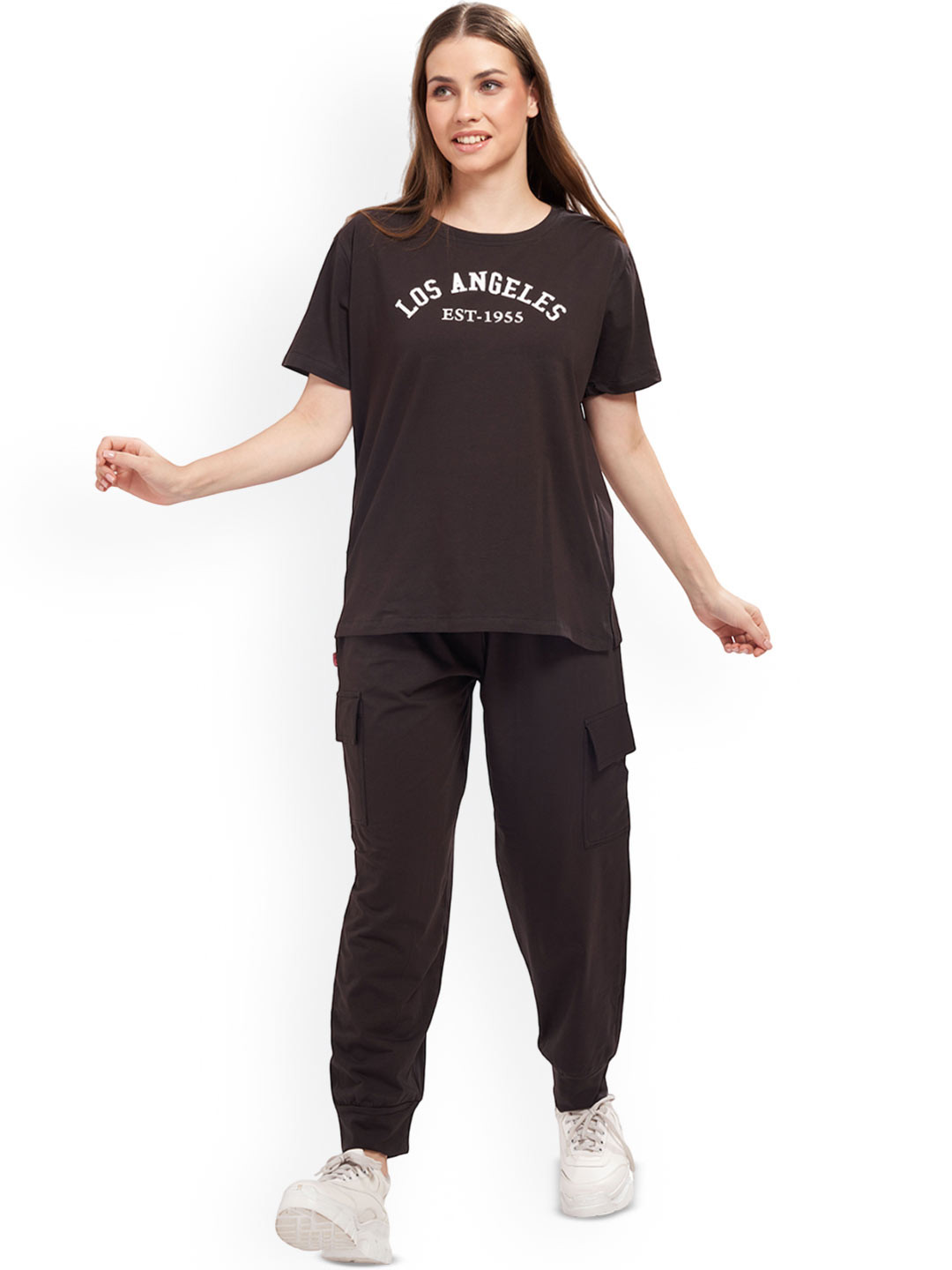 WEET Printed Cotton T-Shirt With Cargo-Pant Co-Ords