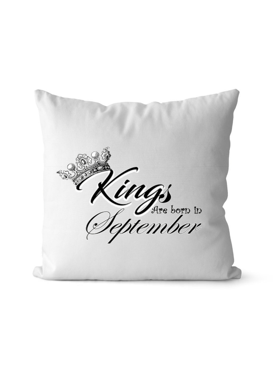 Loops n knots White & Black Kings Are Born In September Printed Pre-Filled Cushion
