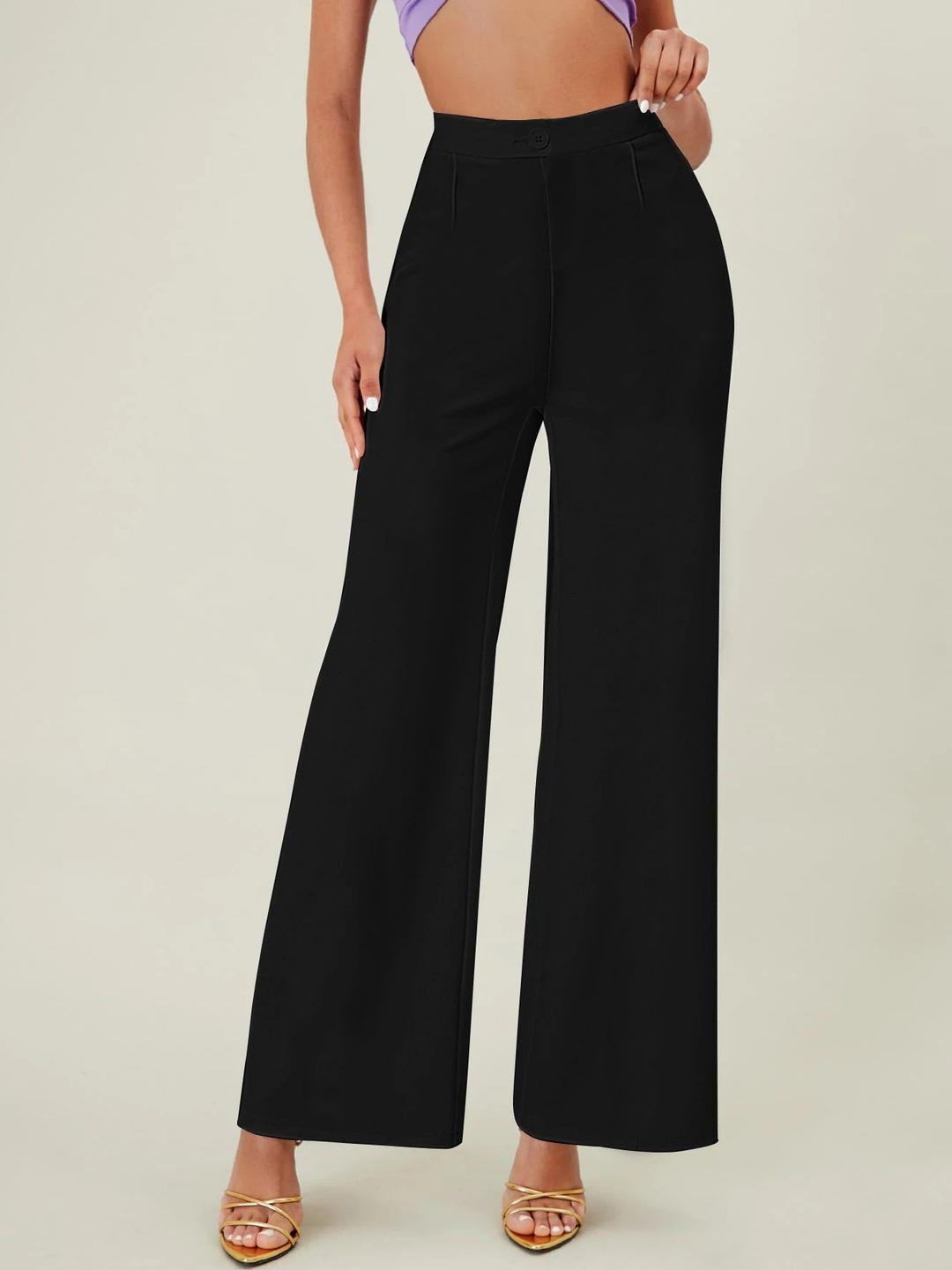 KERI PERRY Women Relaxed Straight Leg Sleek Fit High-Rise Trouser