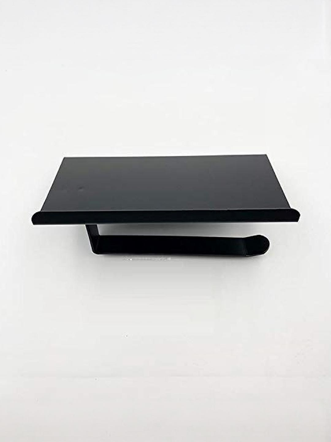 TAGVE Black Toilet Paper with Shelf Mobile Phone Paper Towel Holder