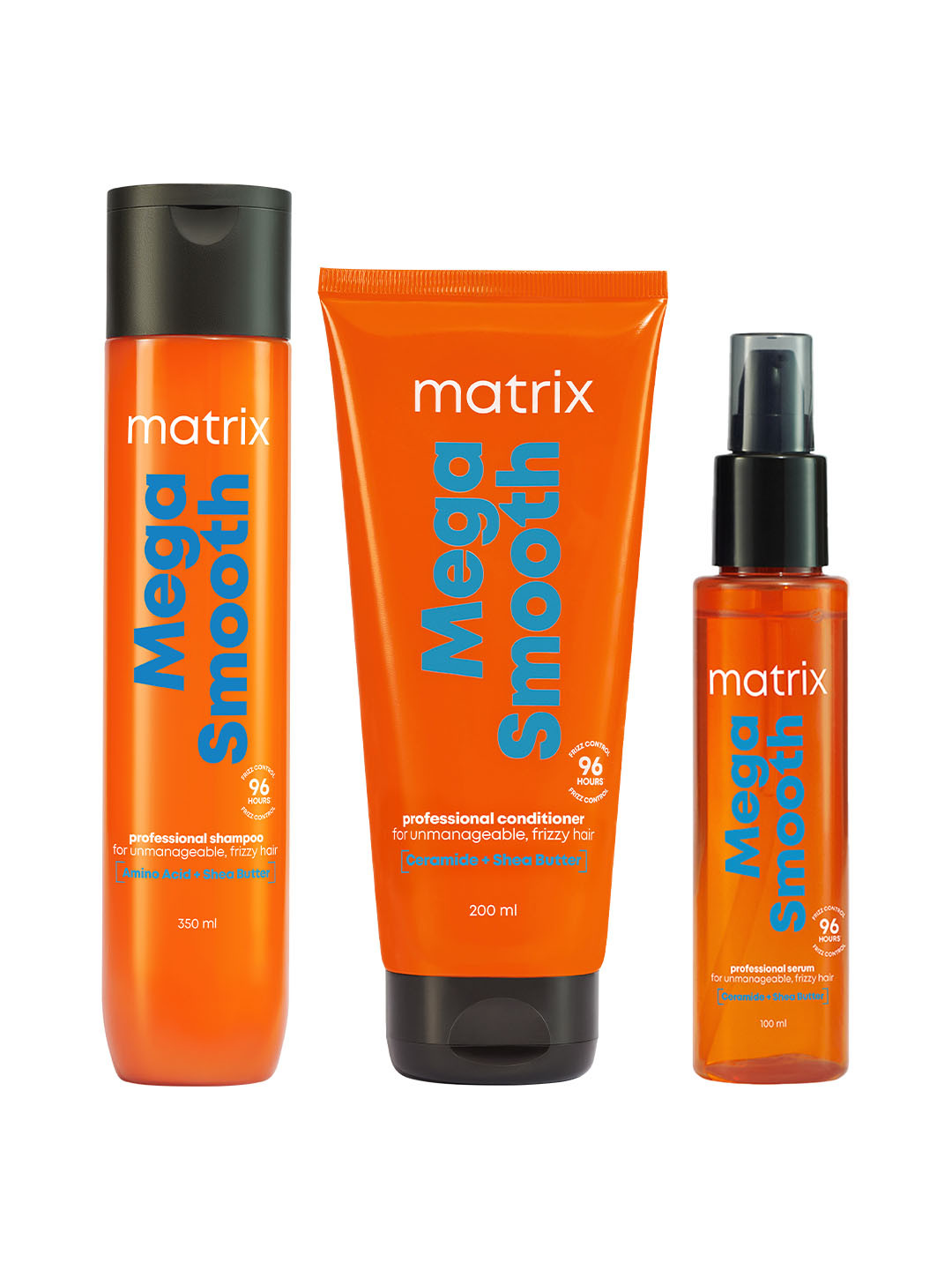 MATRIX Mega Smooth Combo for Frizzy Hair with Shea Butter and Amino Acid-350ml+200ml+100ml