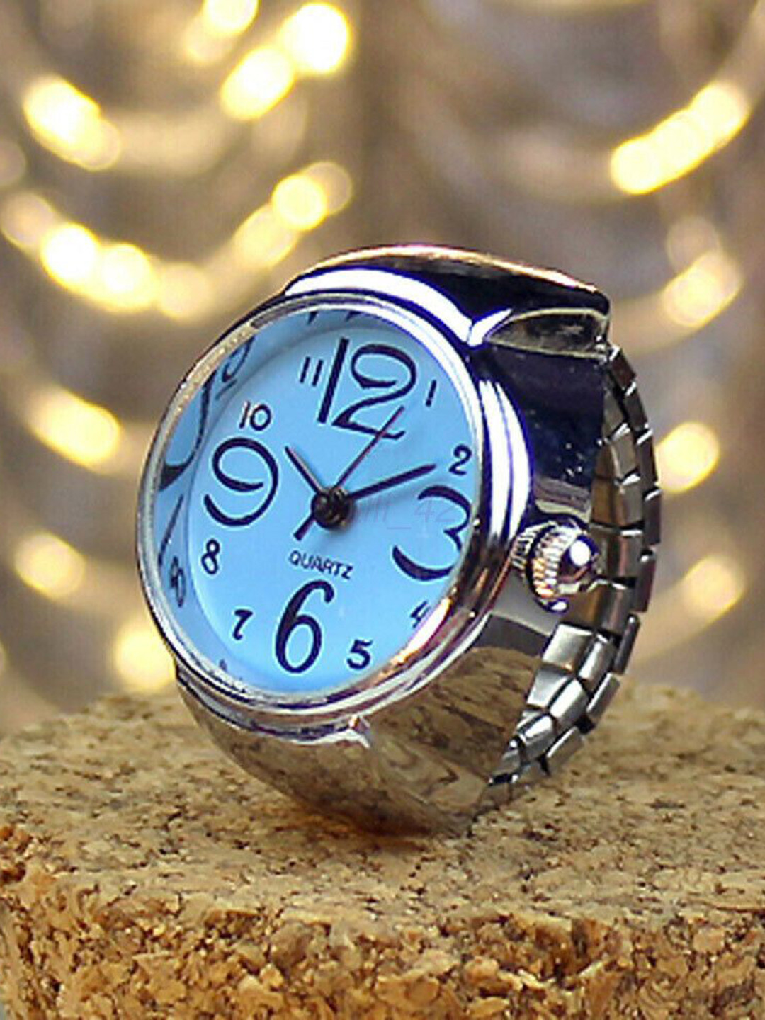 DIVASTRI Women Sliver Plated Finger Watch FF-FW-9150-D0-Sky-Blue-Cpy1