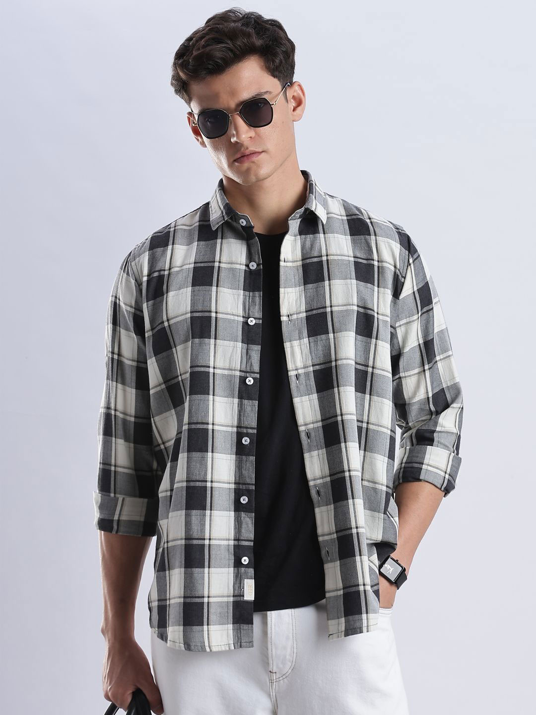 OG For Real Slim Fit Checked Long Sleeves Pure Cotton Shirt
