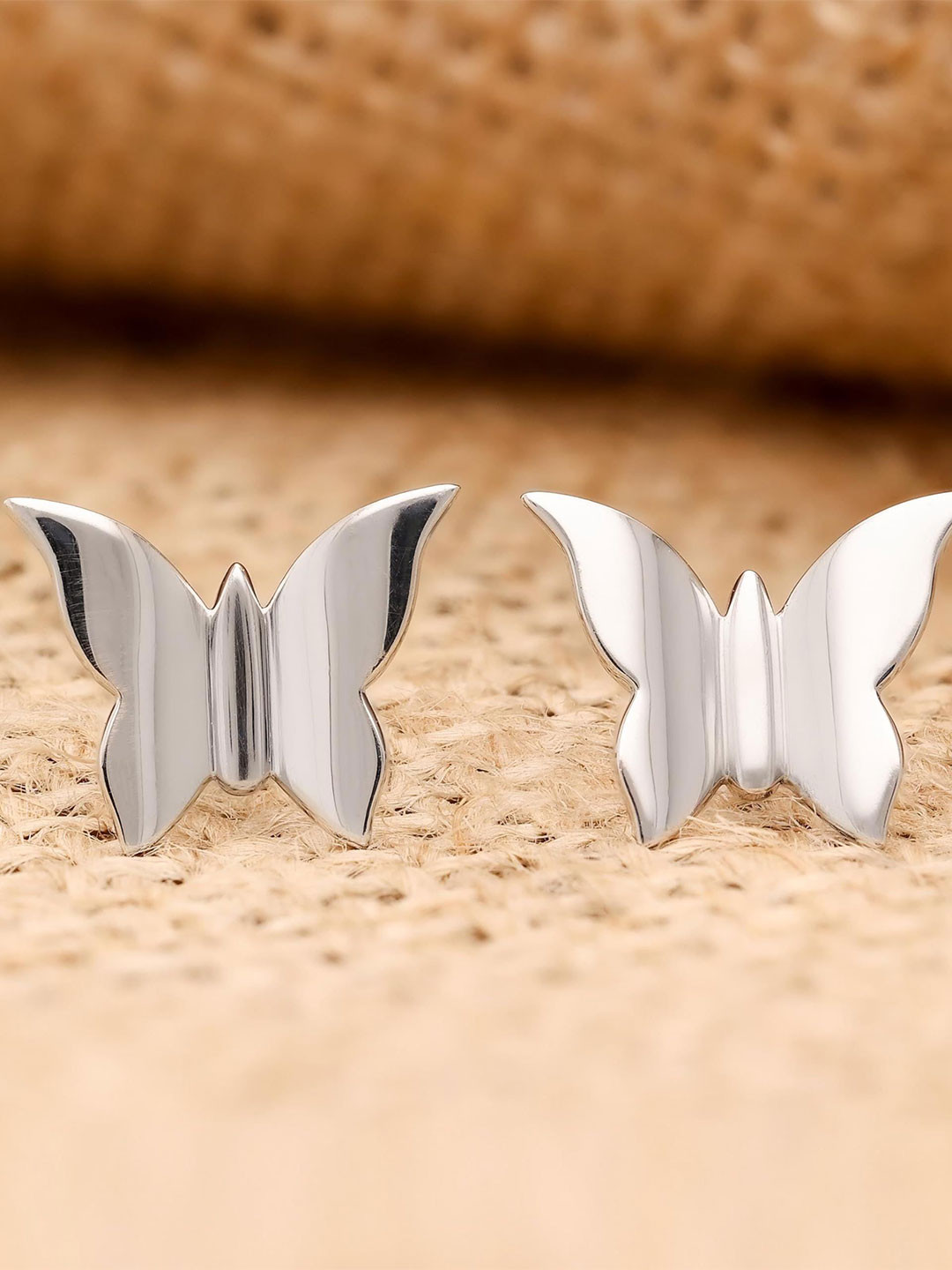 AMONROO 925 Sterling Silver Butterfly Shaped Studs Earrings