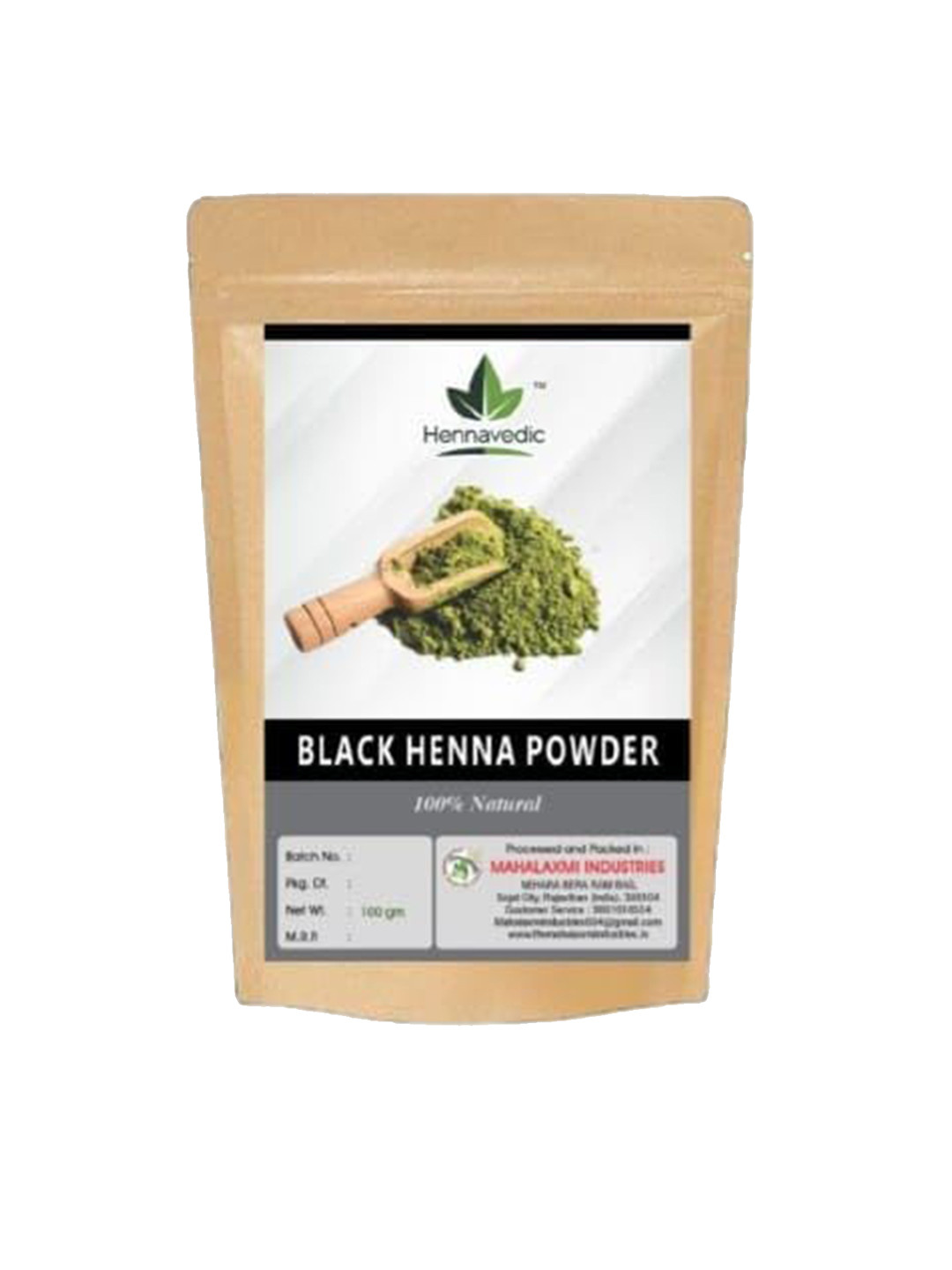 HENNAVEDIC Natural Black Henna Powder - 100 g