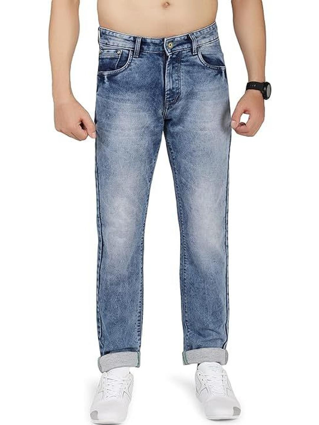 Votico Men London Regular Fit Mid-Rise Clean Look Heavy Fade Non Stretchable Cotton Jeans