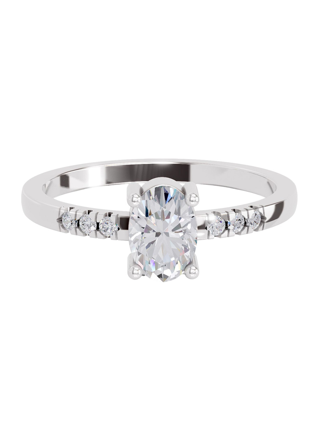 Sparkles Women 14K White Gold Lab Grown Diamond 0.7 Carat Oval & Round Shape Diamond Ring