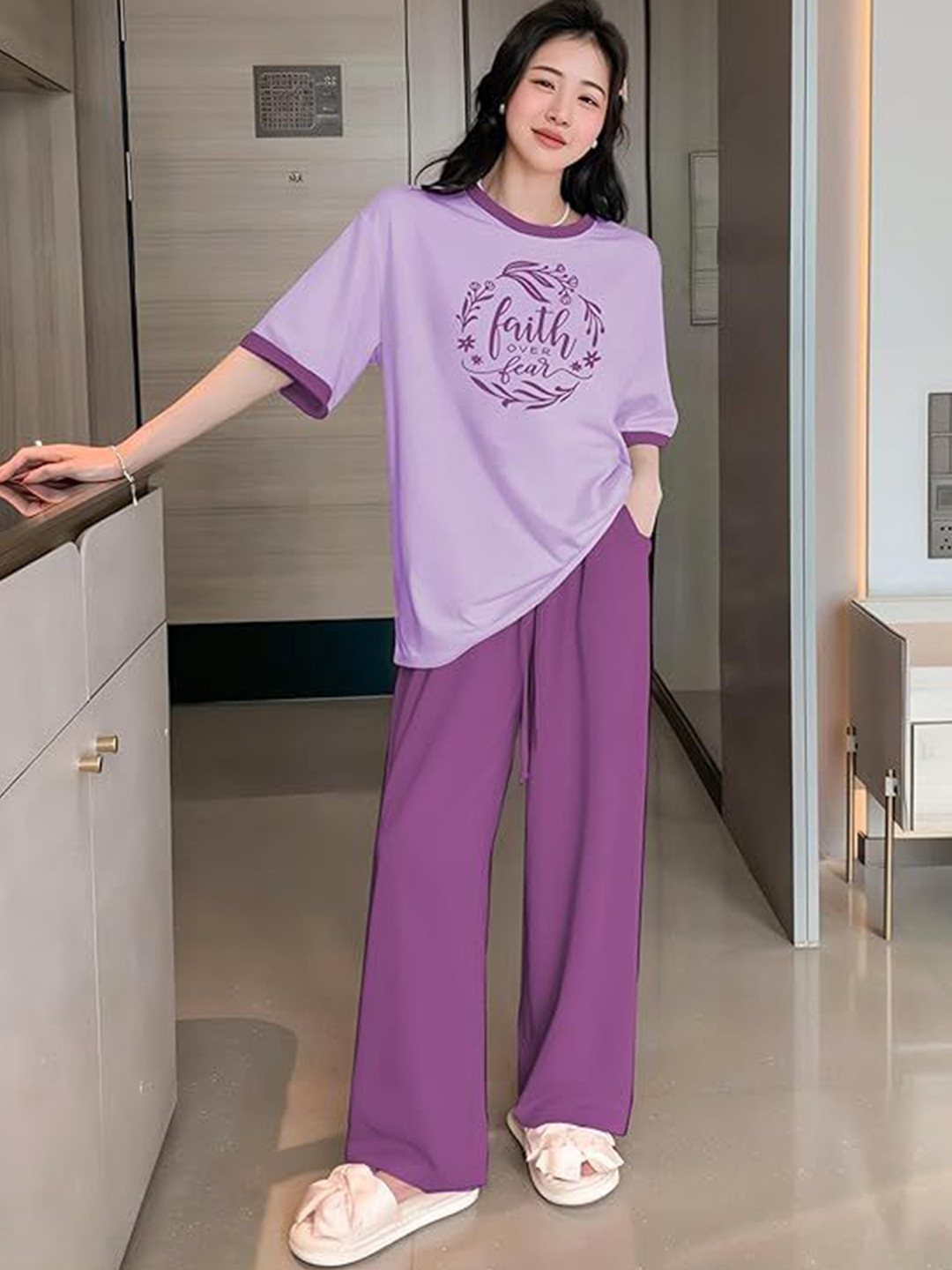 KSHS Typography Printed Tshirt And Trousers