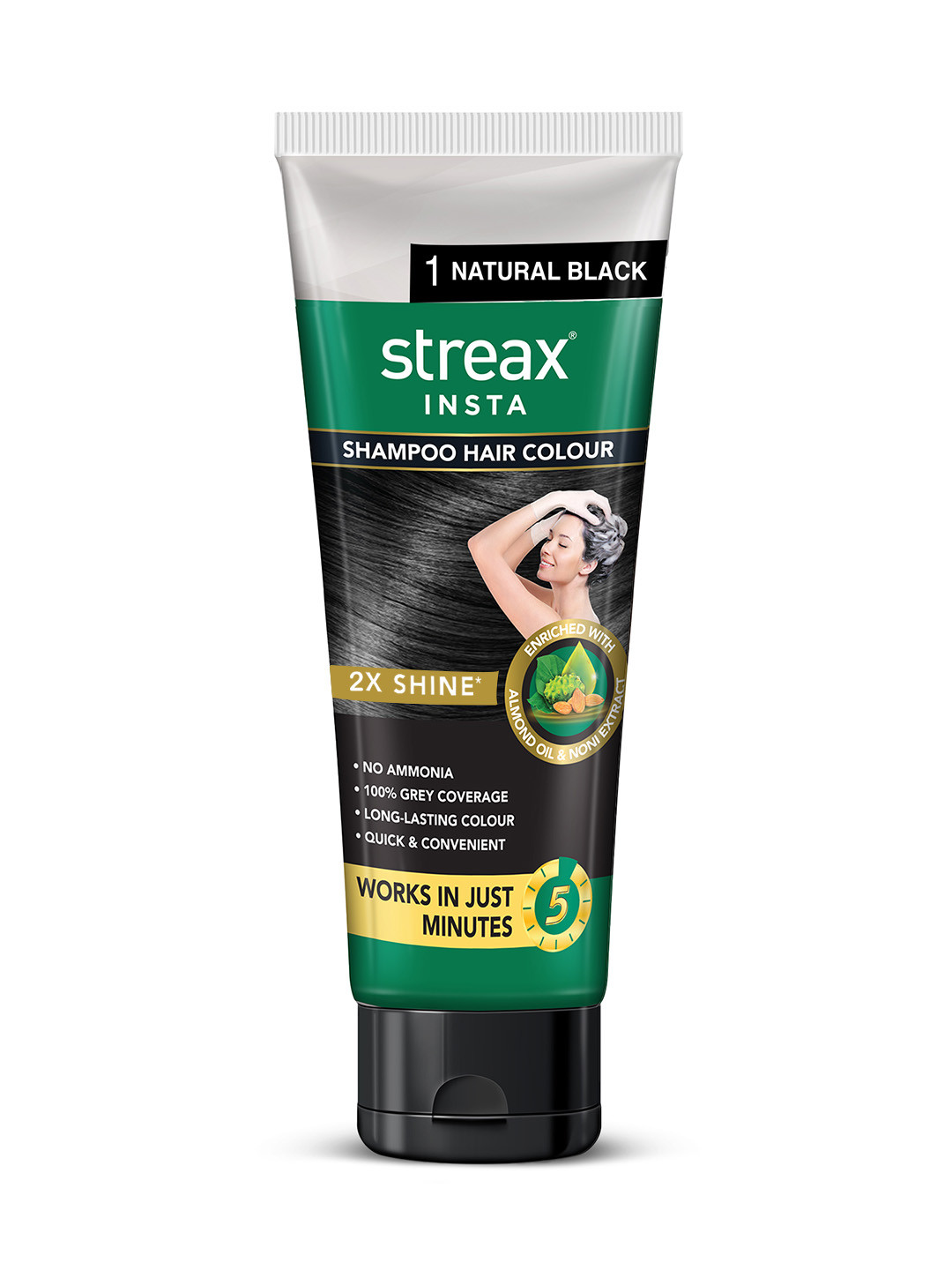 Streax Insta Shampoo Hair Colour 200ml - Natural Black 1