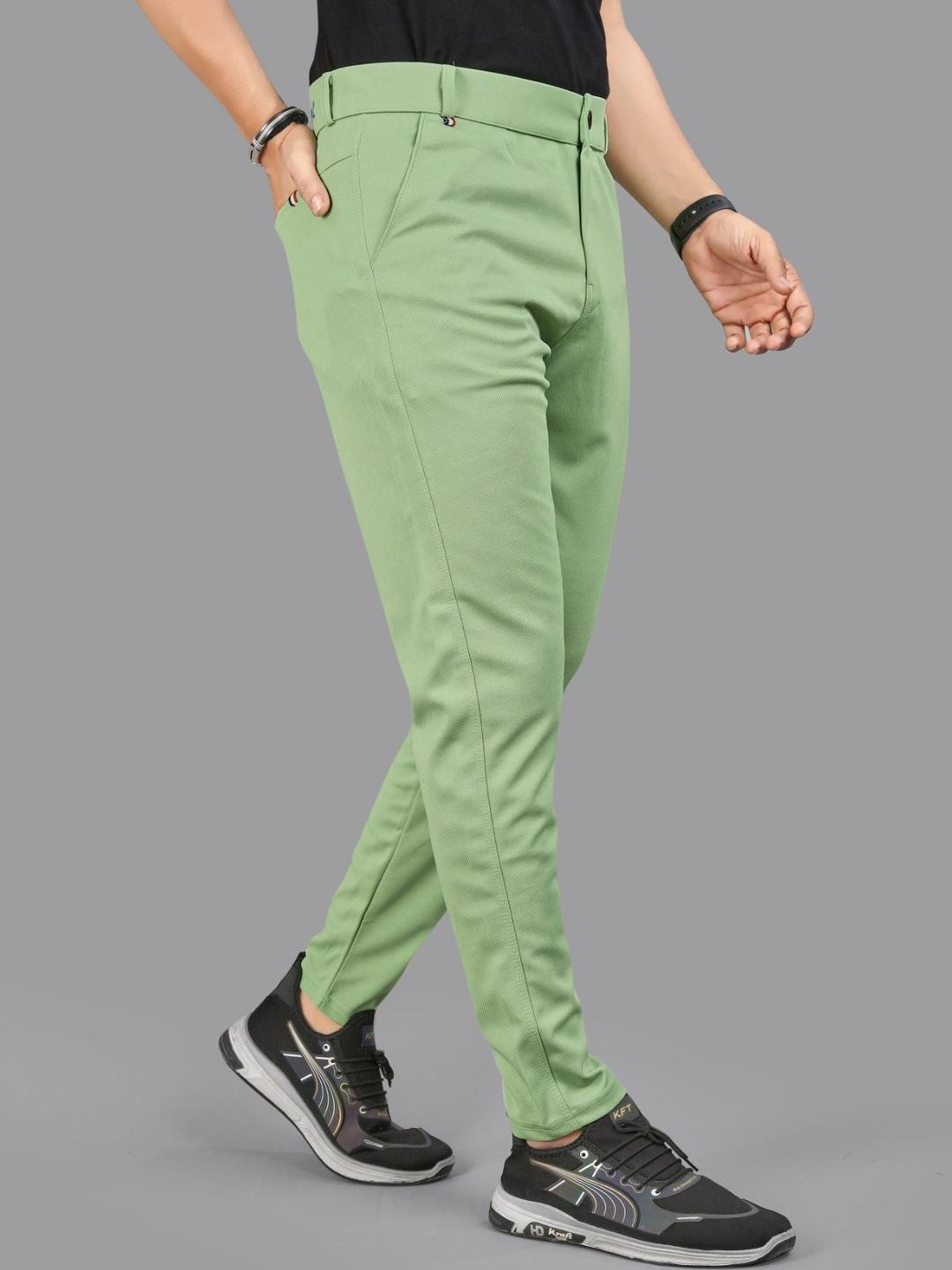 ISUEL FAB Men Lime Green Slim Fit Mid-Rise Chinos