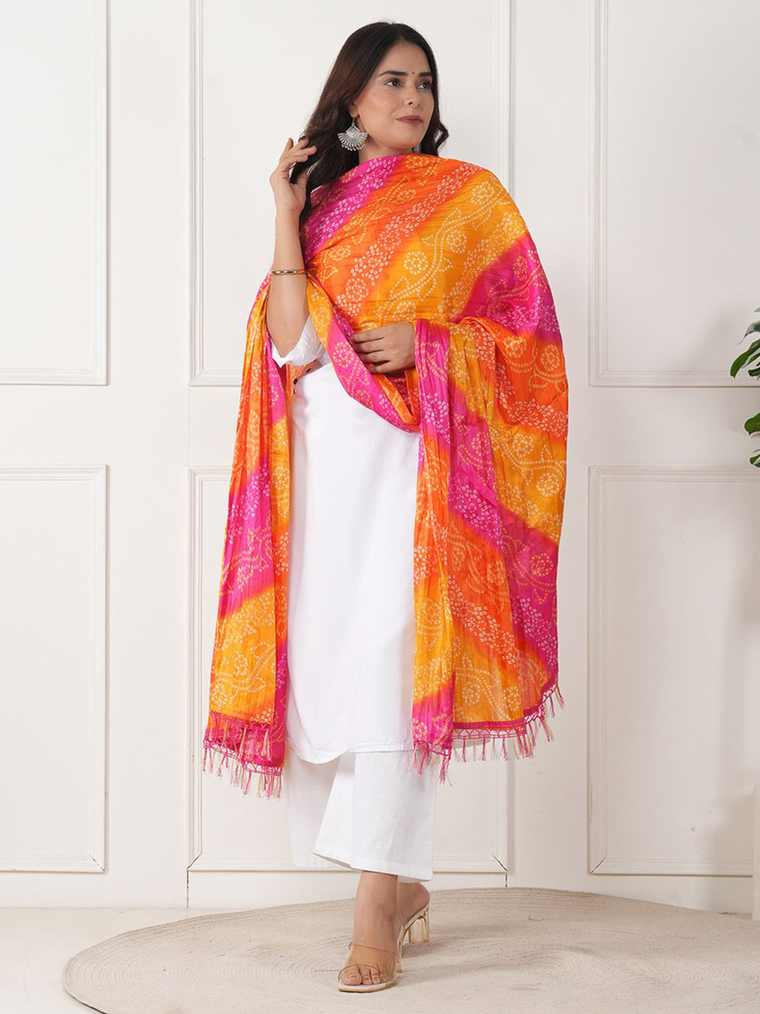 ZOOMBIE Bandhani Printed Chiffon Dupatta