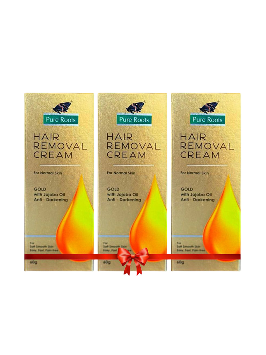 pure roots Set Of 3 Gold Hair Removal Cream- 50 g Each