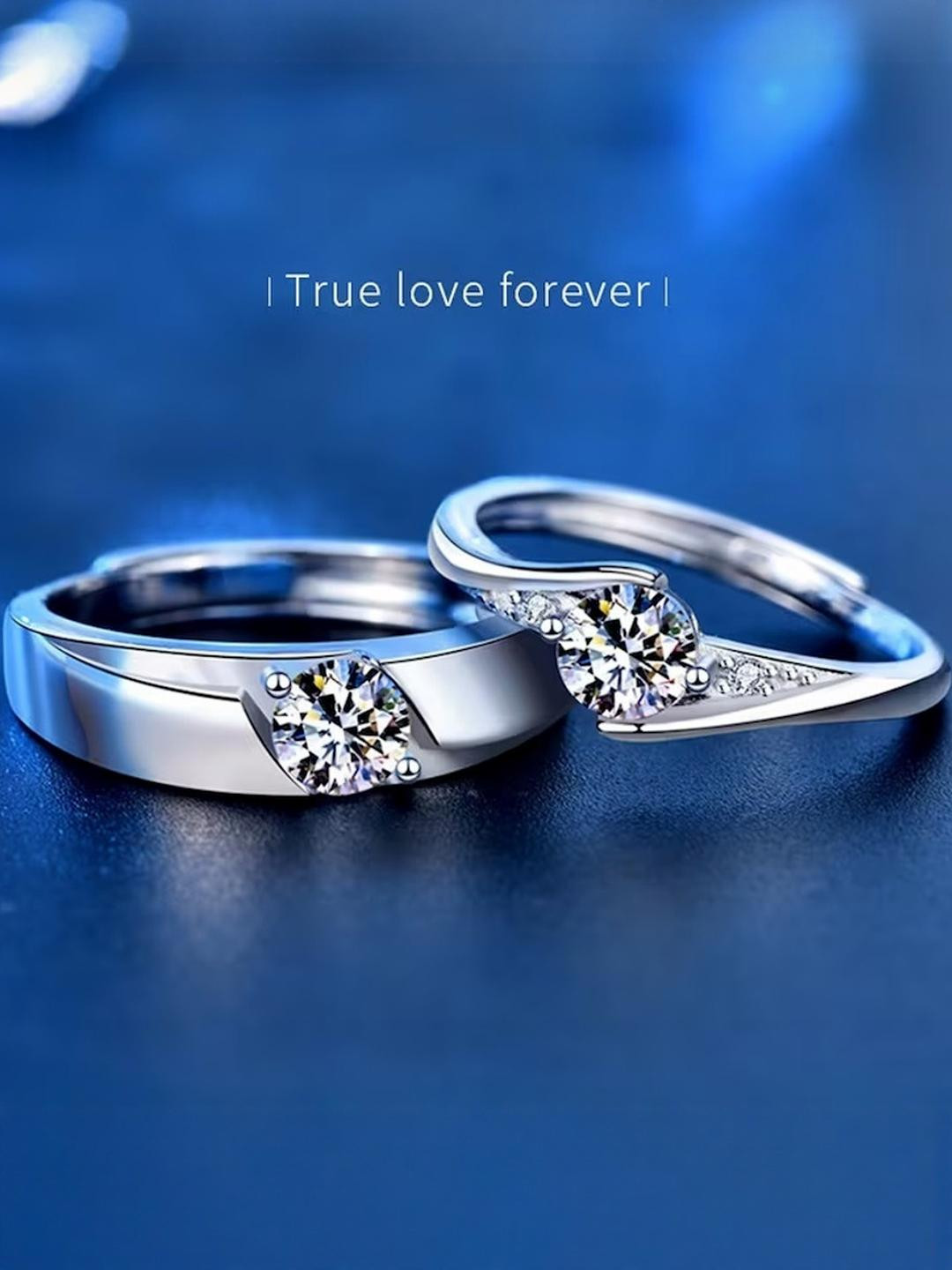 SYFER  Cubic Zirconia Platinum Plated Alloy Couple Ring Set