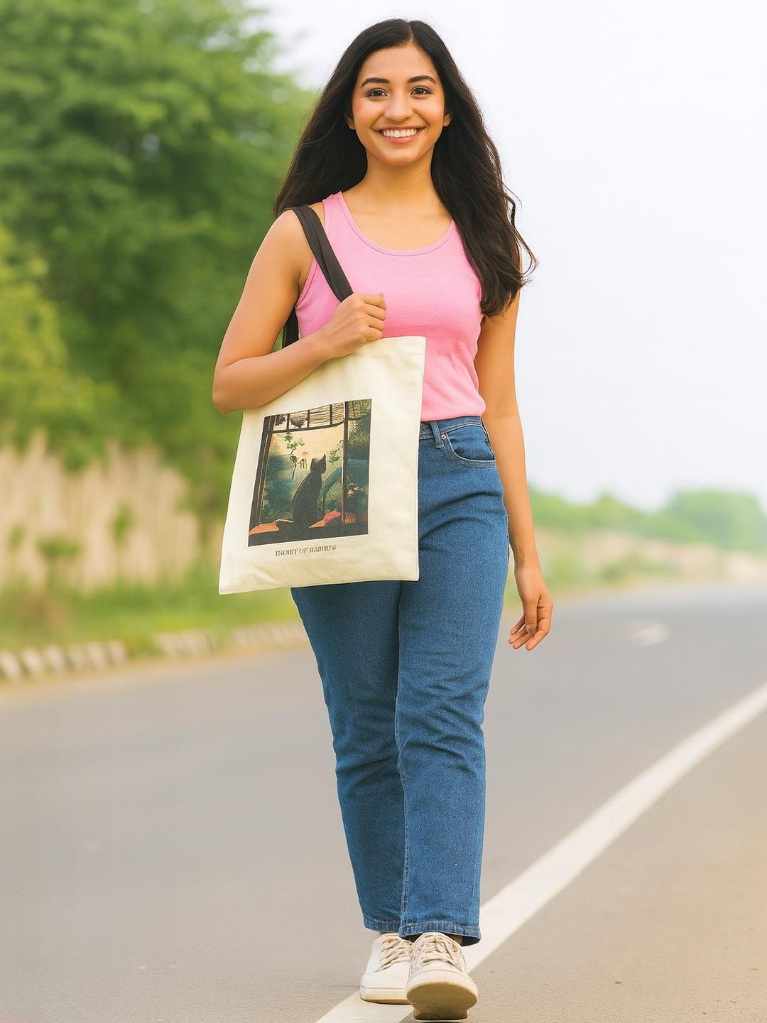 HSR Cat Graphic Printed Tote Bag