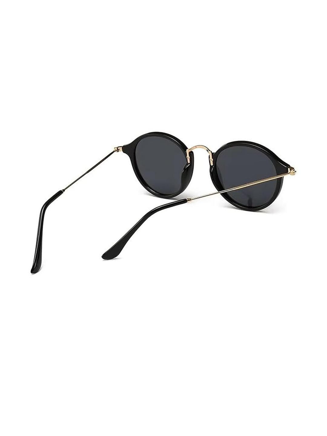 Arzonai Unisex Round Black Sunglasses & Black Lens With UV Protected Lens