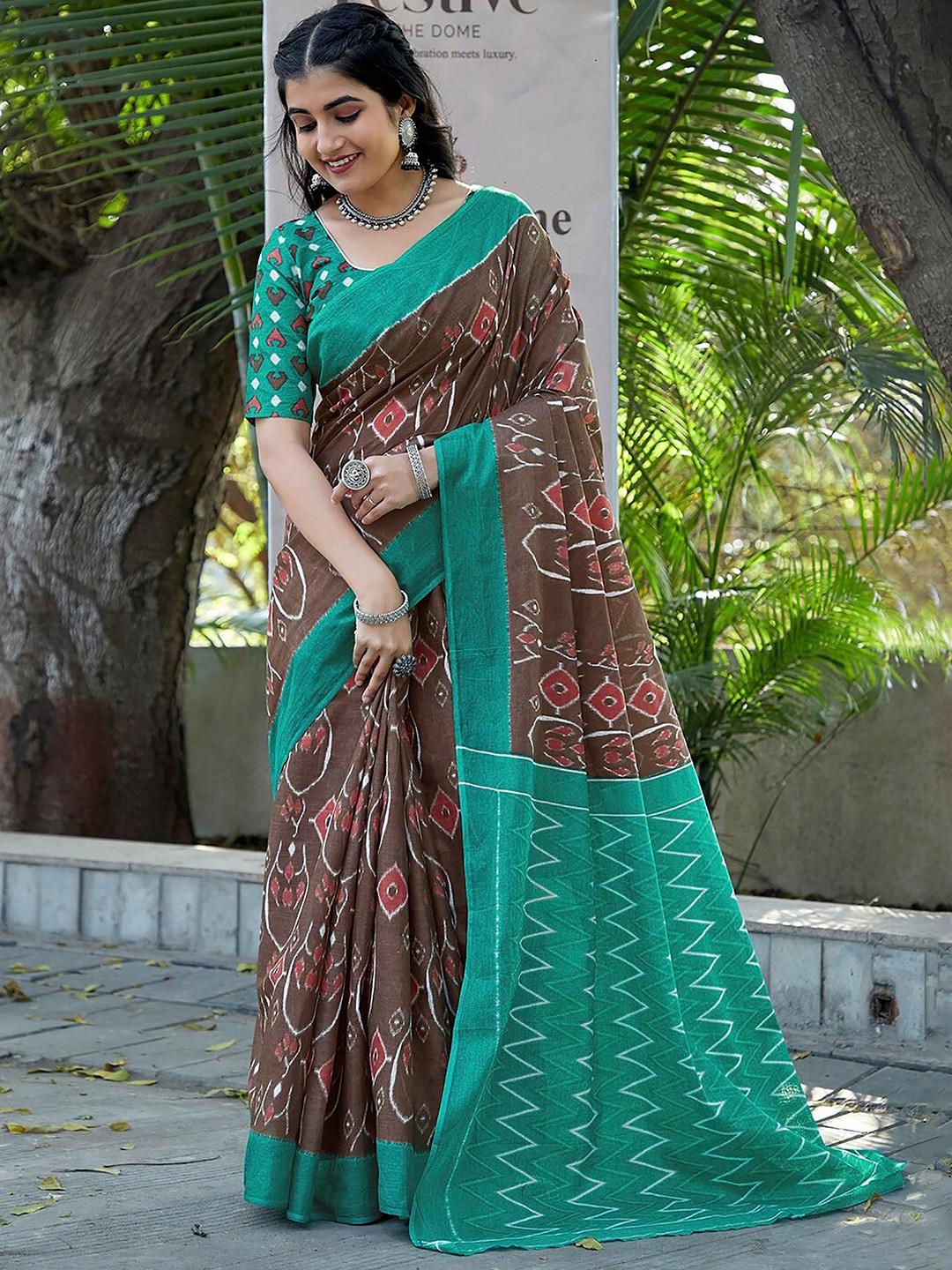 Mitera  Printed Cotton Block Print Saree