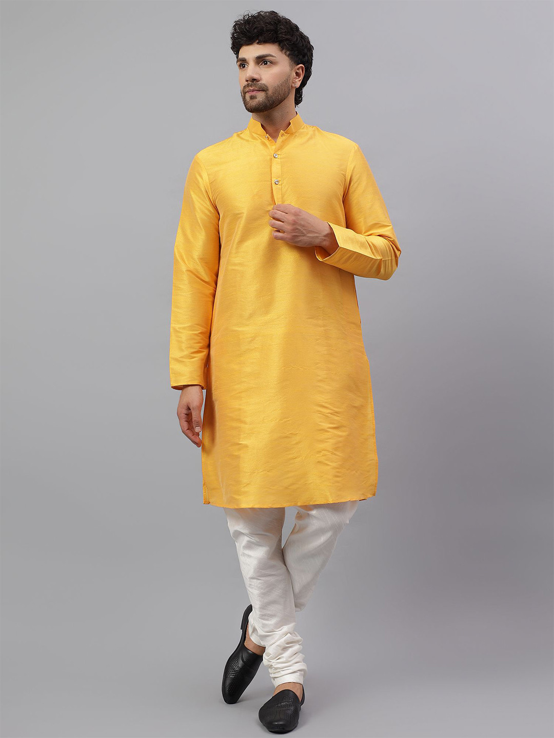 Latest Chikan Garments Men Solid Festive Silk Straight Kurta