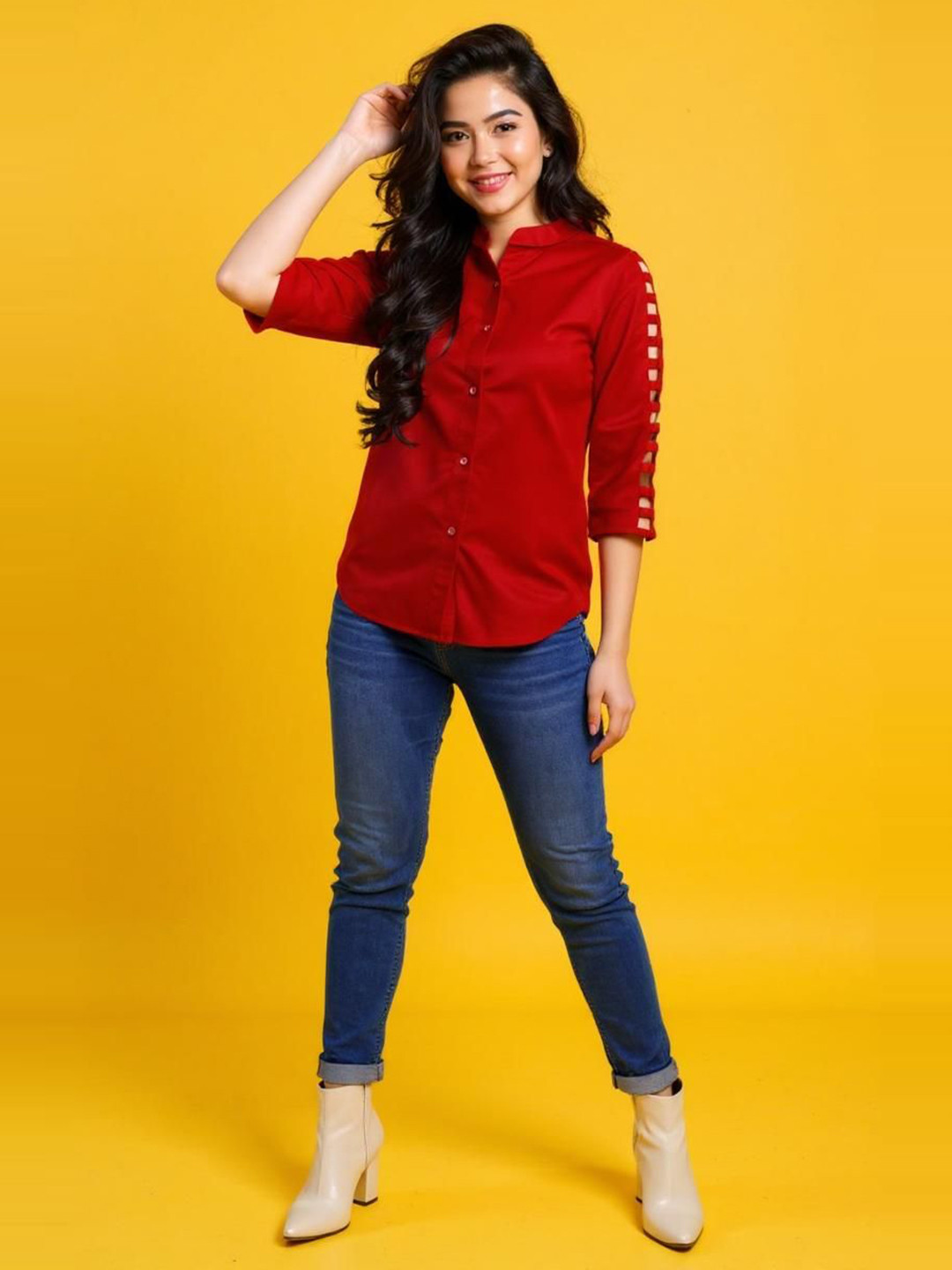SHOOLIN Mandarin Collar Shirt Style Top