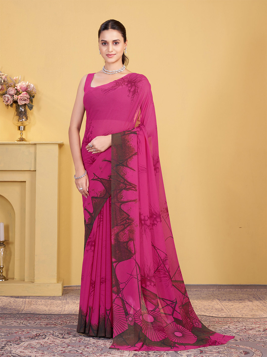 Garden Vareli Abstract Printed Pure Georgette Saree