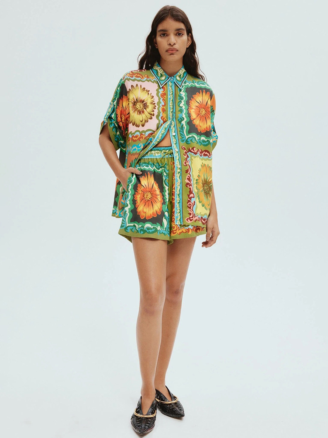 LULU & SKY Printed Shirt Collor neck Shirt With Shorts Co-Ords