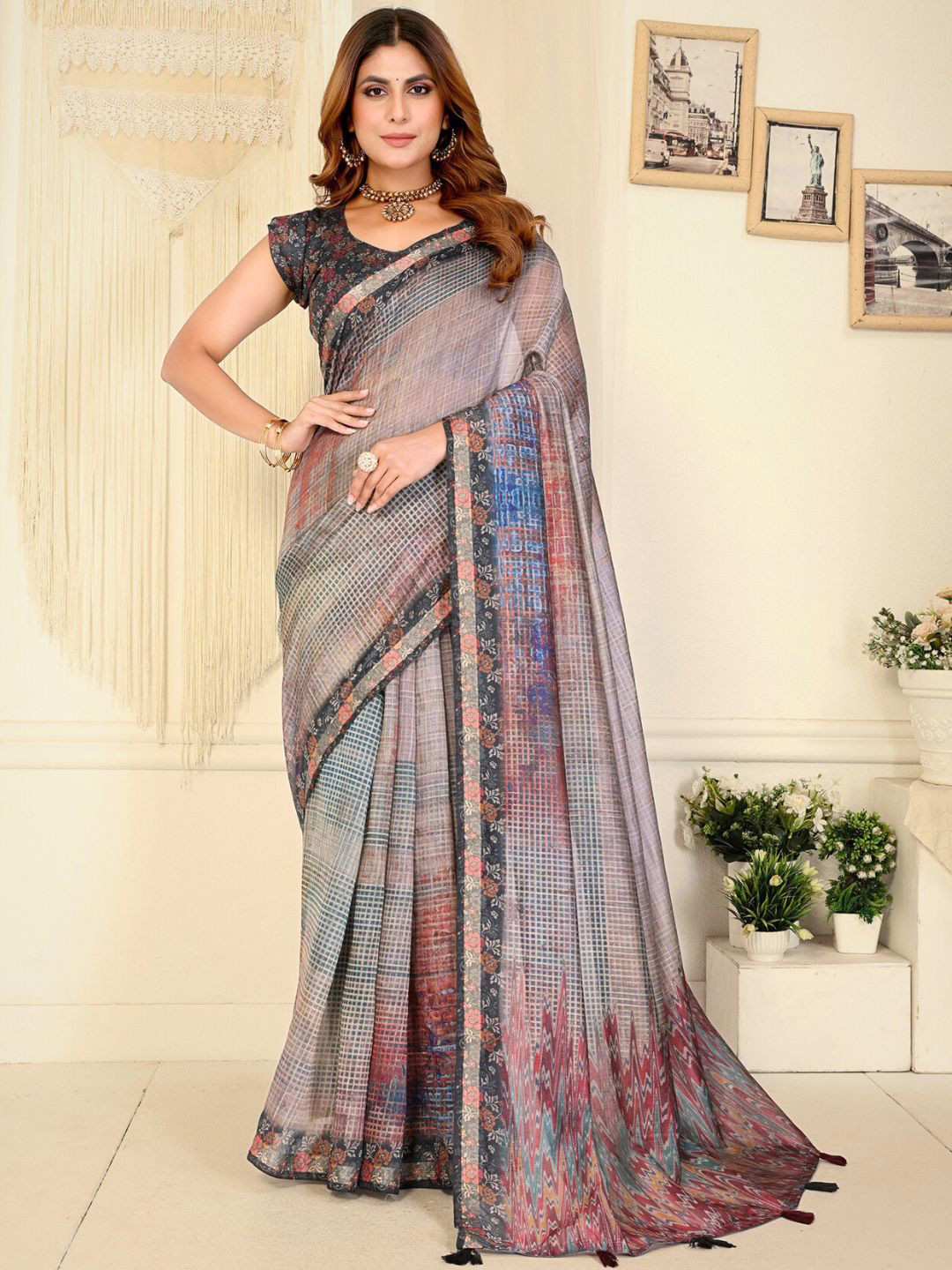 MORDEN MUSE Abstract Printed Saree