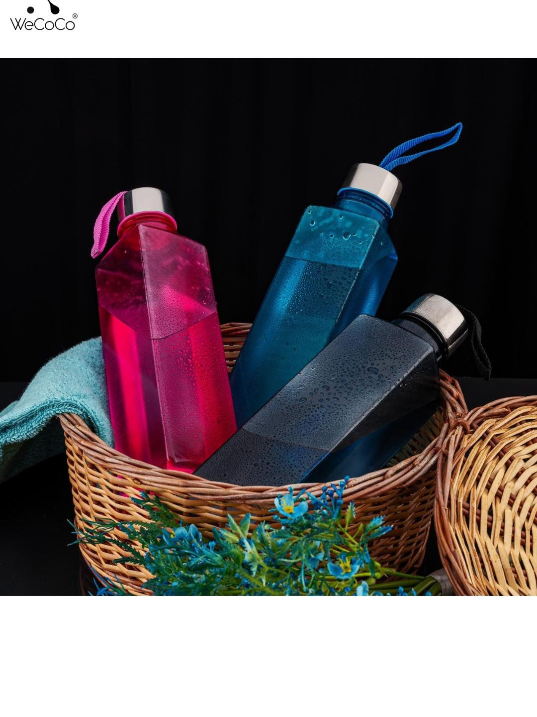 WeCoCo Pack Of 6 Multicoloured Plastic Solid Water Bottle