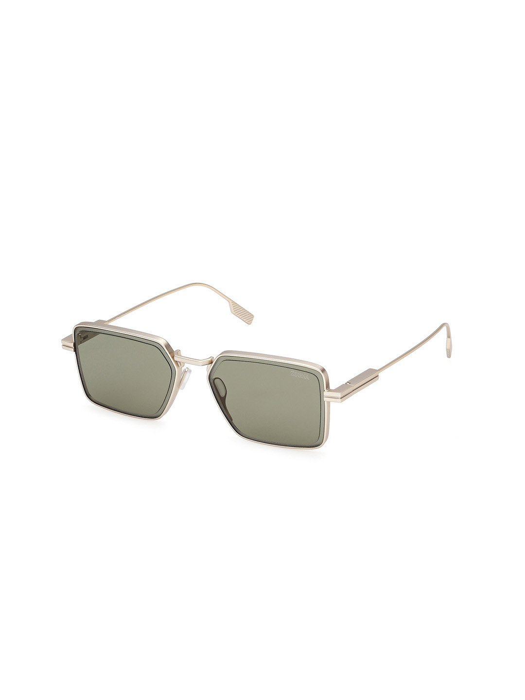 Ermenegildo Zegna  Men Green Lens & Gold-Toned Rectangle Sunglasses With UV Protected Lens