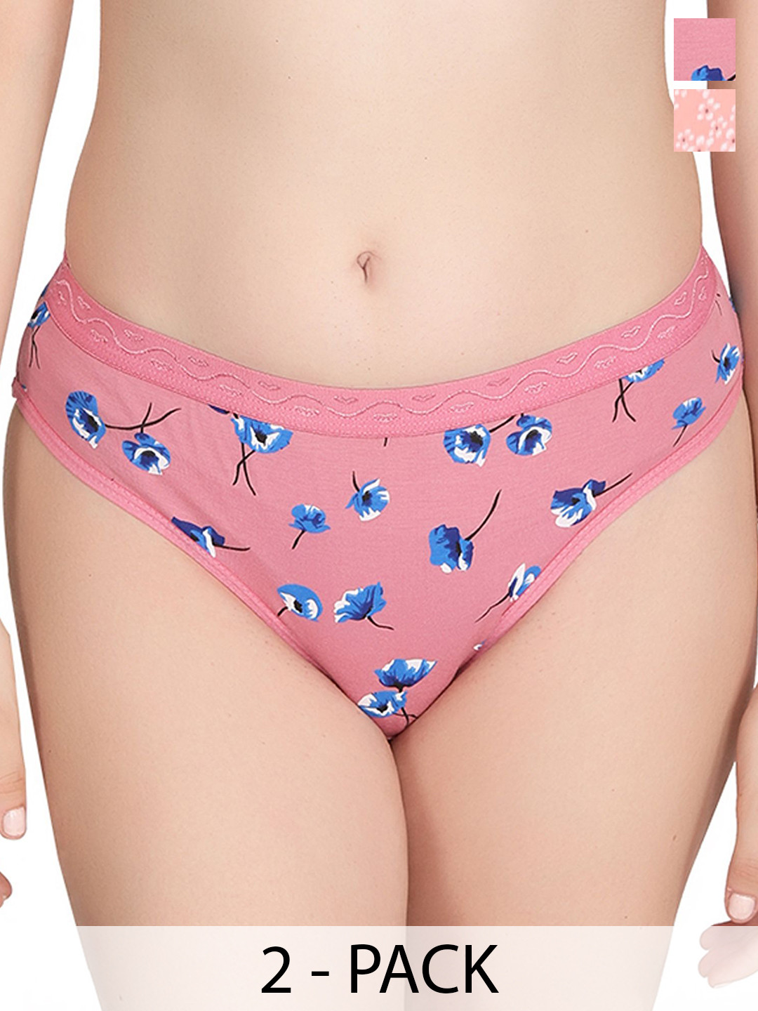 Liigne Pack Of 2 Printed Pure Cotton Basic Everyday Briefs