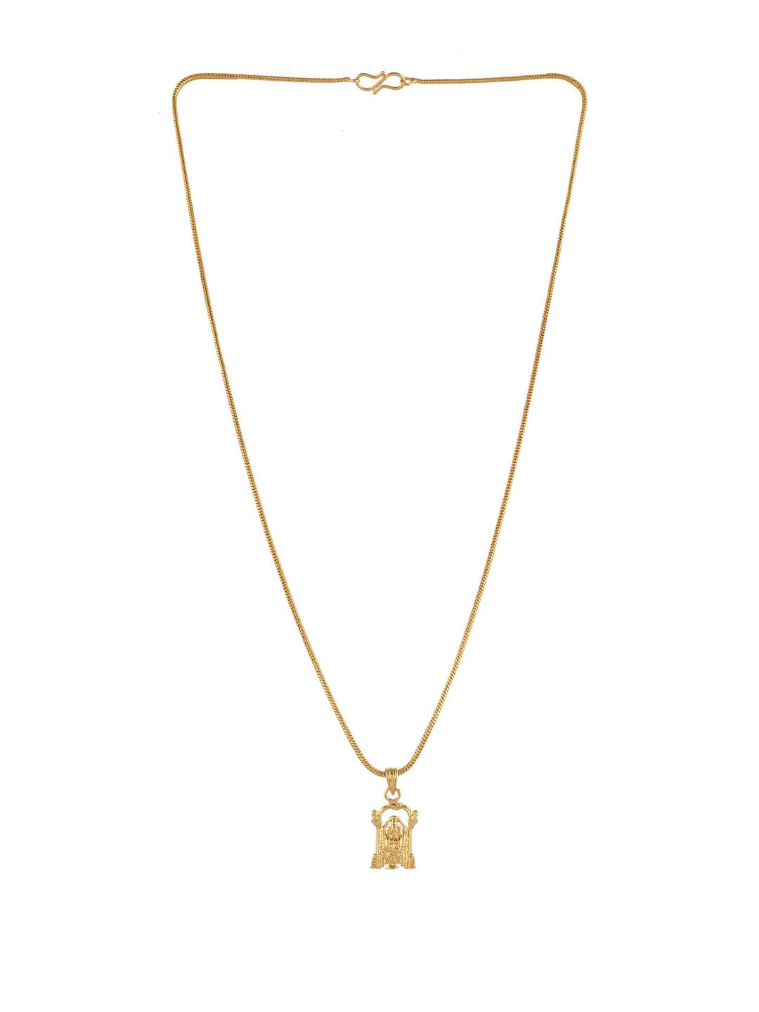 PYR FASHION Gold-Plated Tirupati Balaji Temple Pendant With Chain