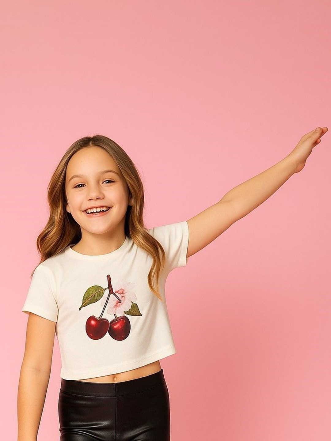 Baawri Girls Round Neck Crop Top