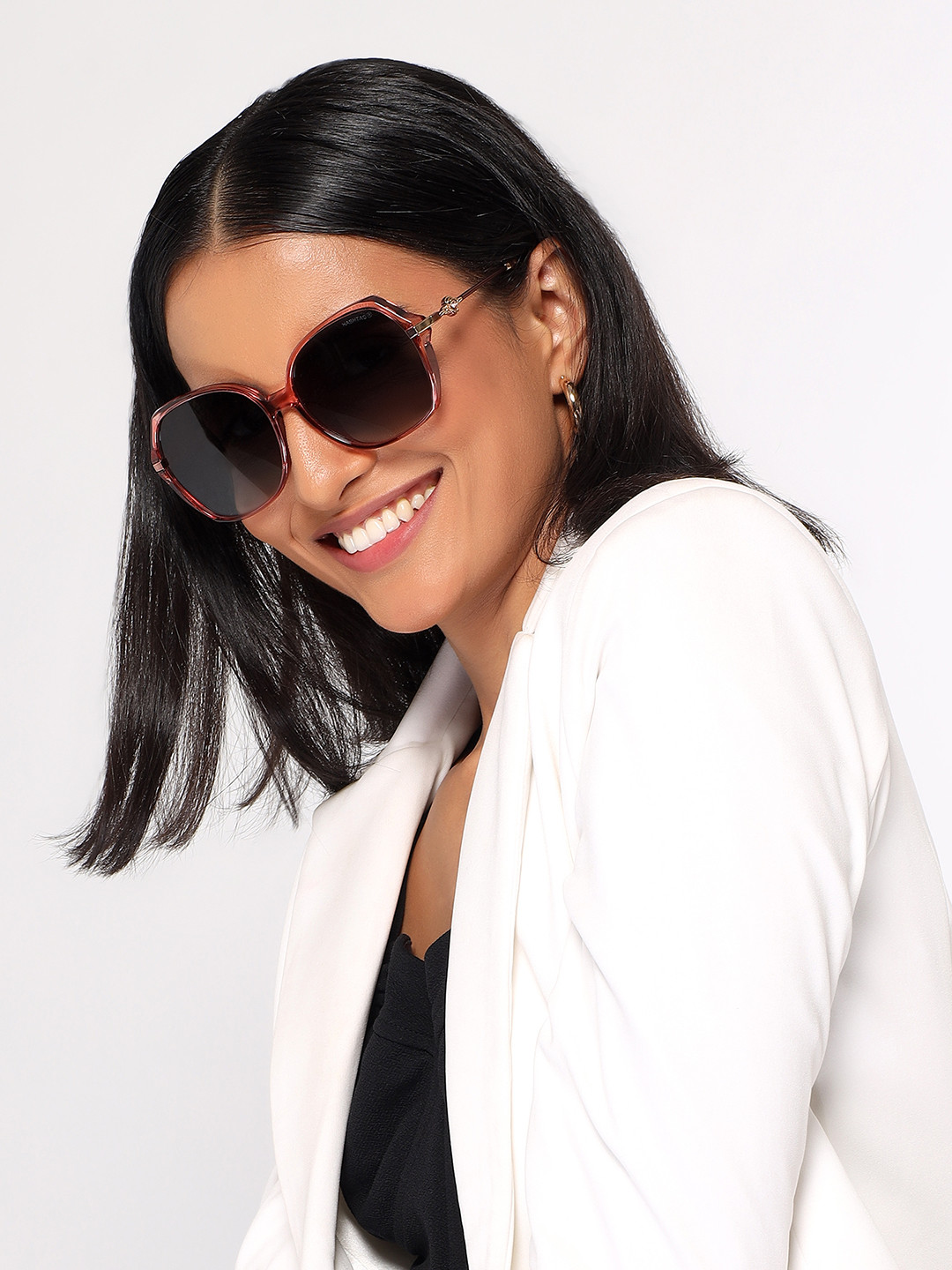 HASHTAG EYEWEAR Women Oversized Sunglasses with Polarised & UV Protected Lens TT-8234-PNK