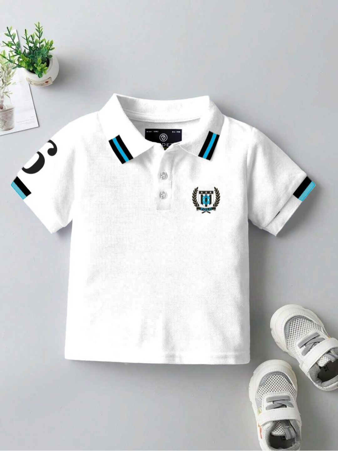 CODEZ Boys Brand Logo Printed Polo Collar T-shirt