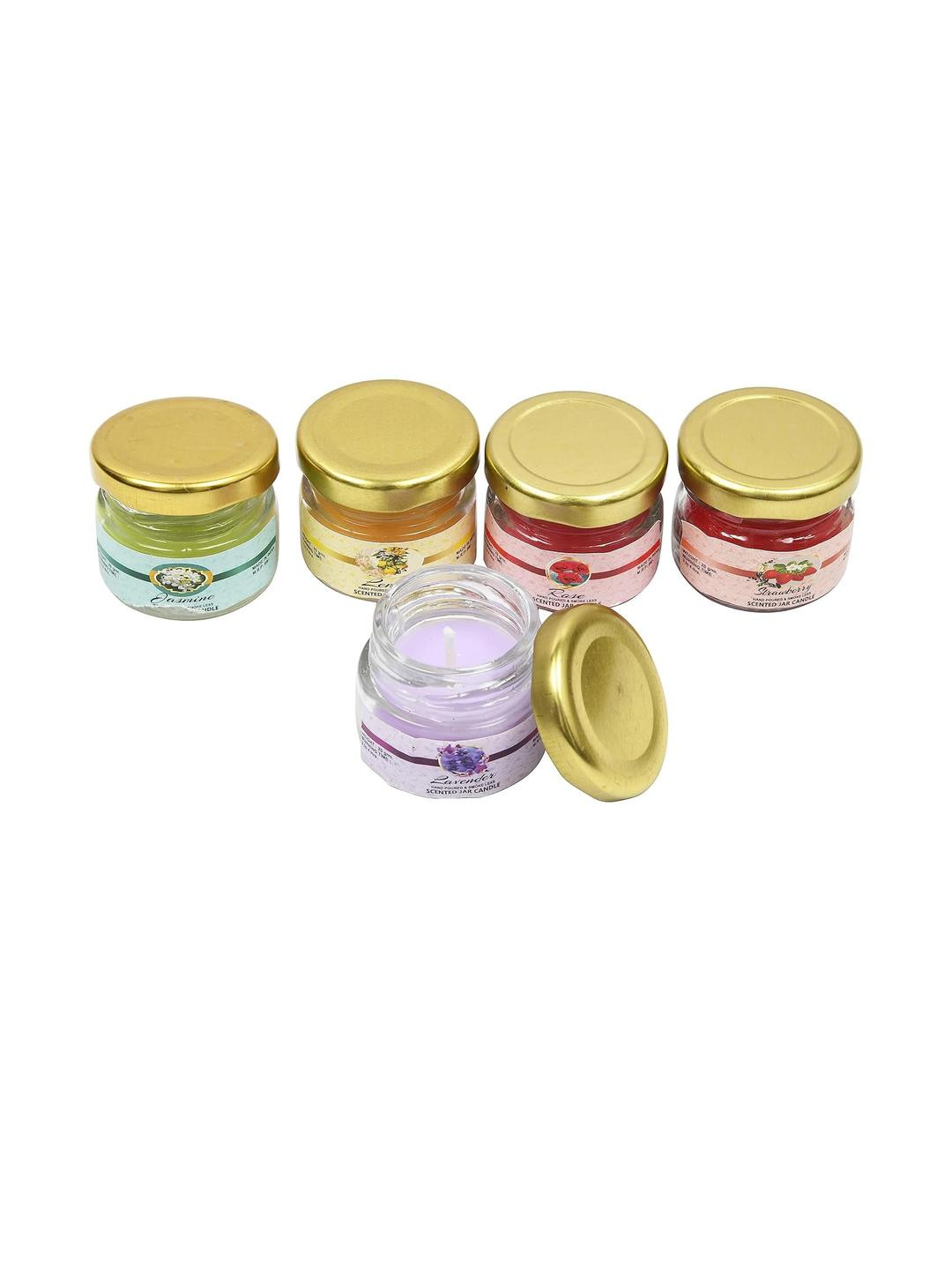 Samsiddhi Mini Jar Paraffin Wax Scented Candles Set - Pack of 5