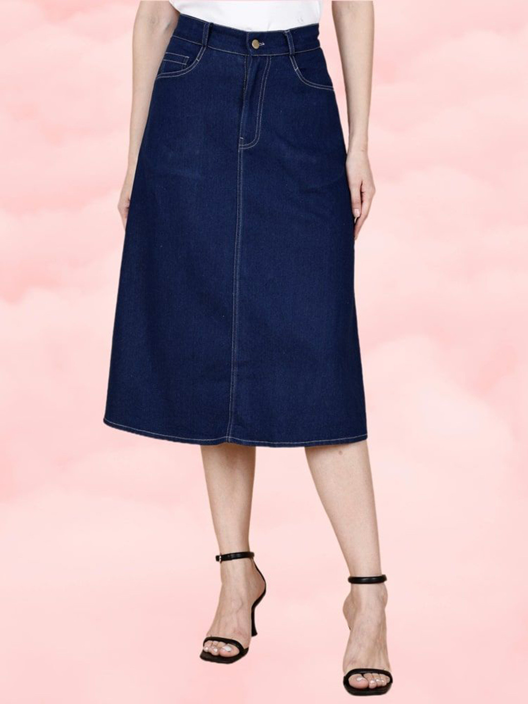 Codaisy A-Line Denim Knee Length Skirt