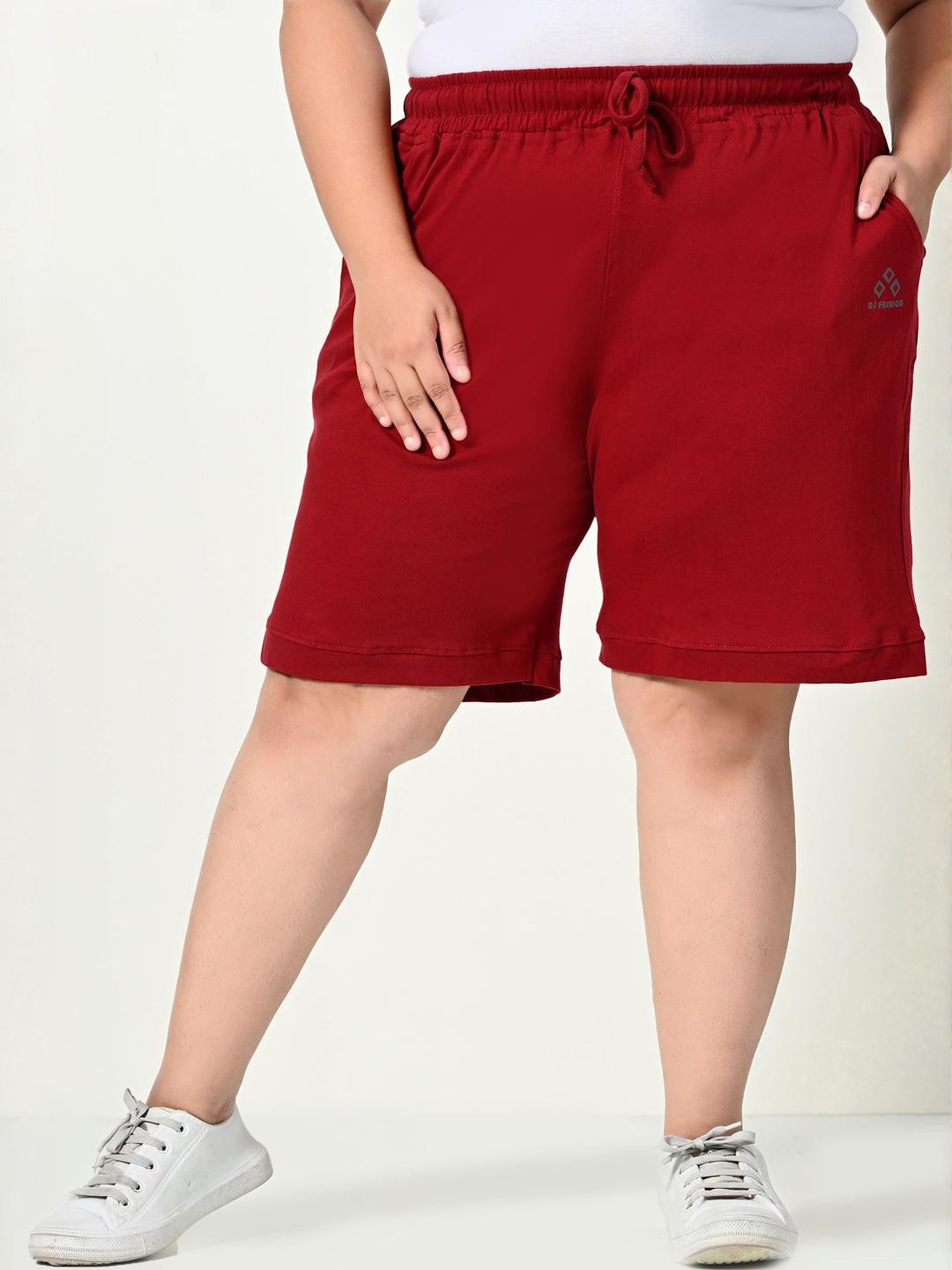 ALIZA Women Plus Size Loose Fit Mid-Rise Solid Bermuda