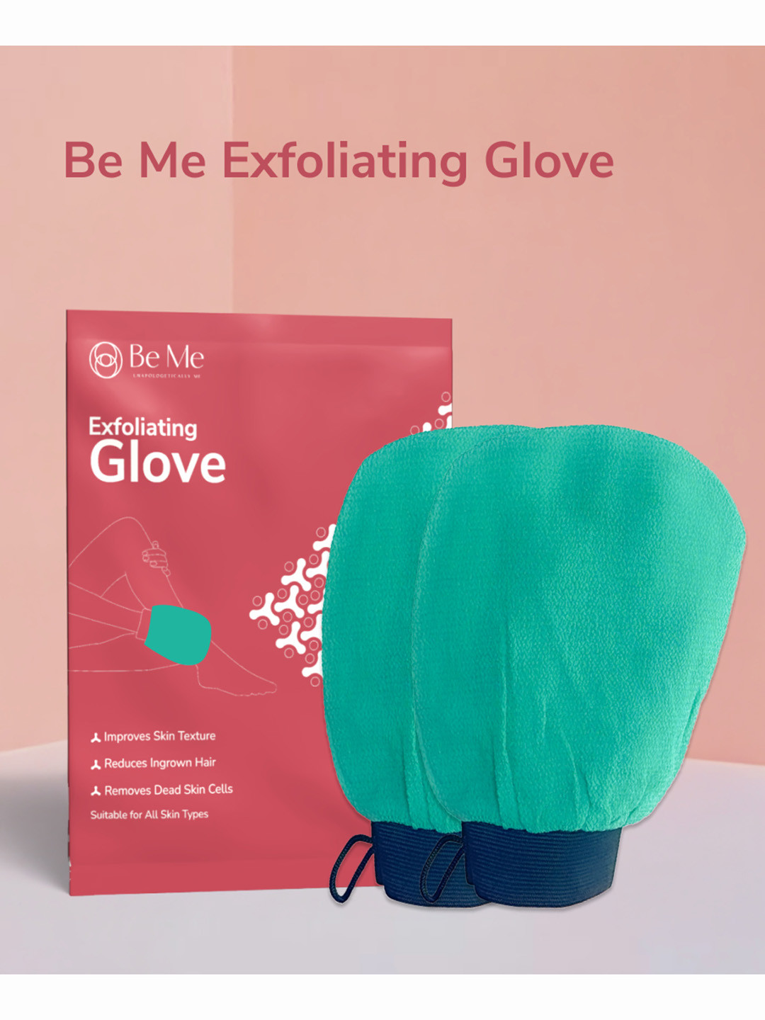 BE ME Set Of 2 Microfibre Exfoliating Glove - Mint