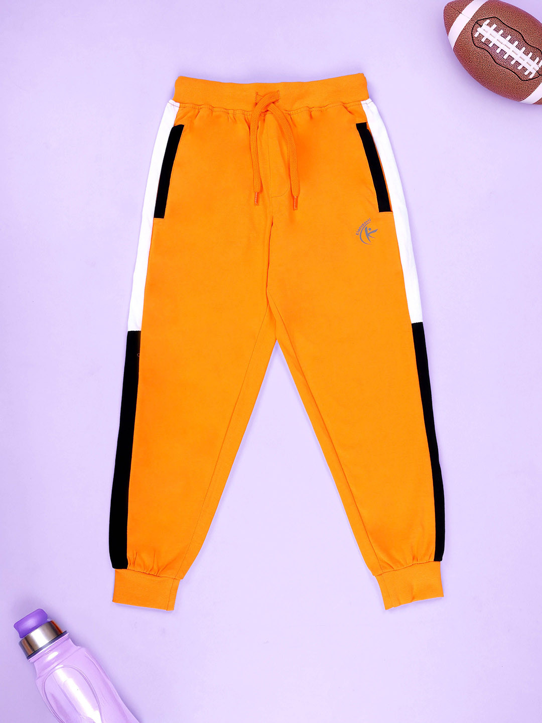 KiddoPanti Boys Colourblocked Pure Cotton Cut & Sew Mid-Rise Regular Fit Joggers
