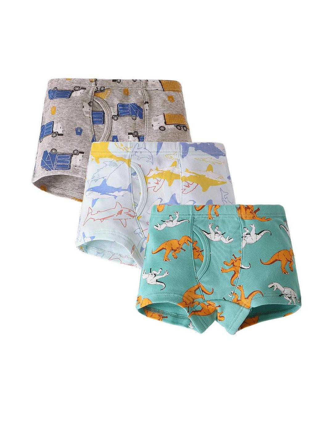 Teri Beri Kids Pack Of 3 Printed Cotton Trunks
