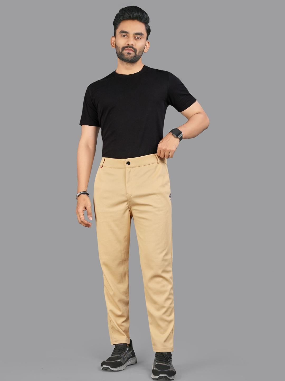 ISUEL FAB Men Gold Slim Fit Mid-Rise Chinos