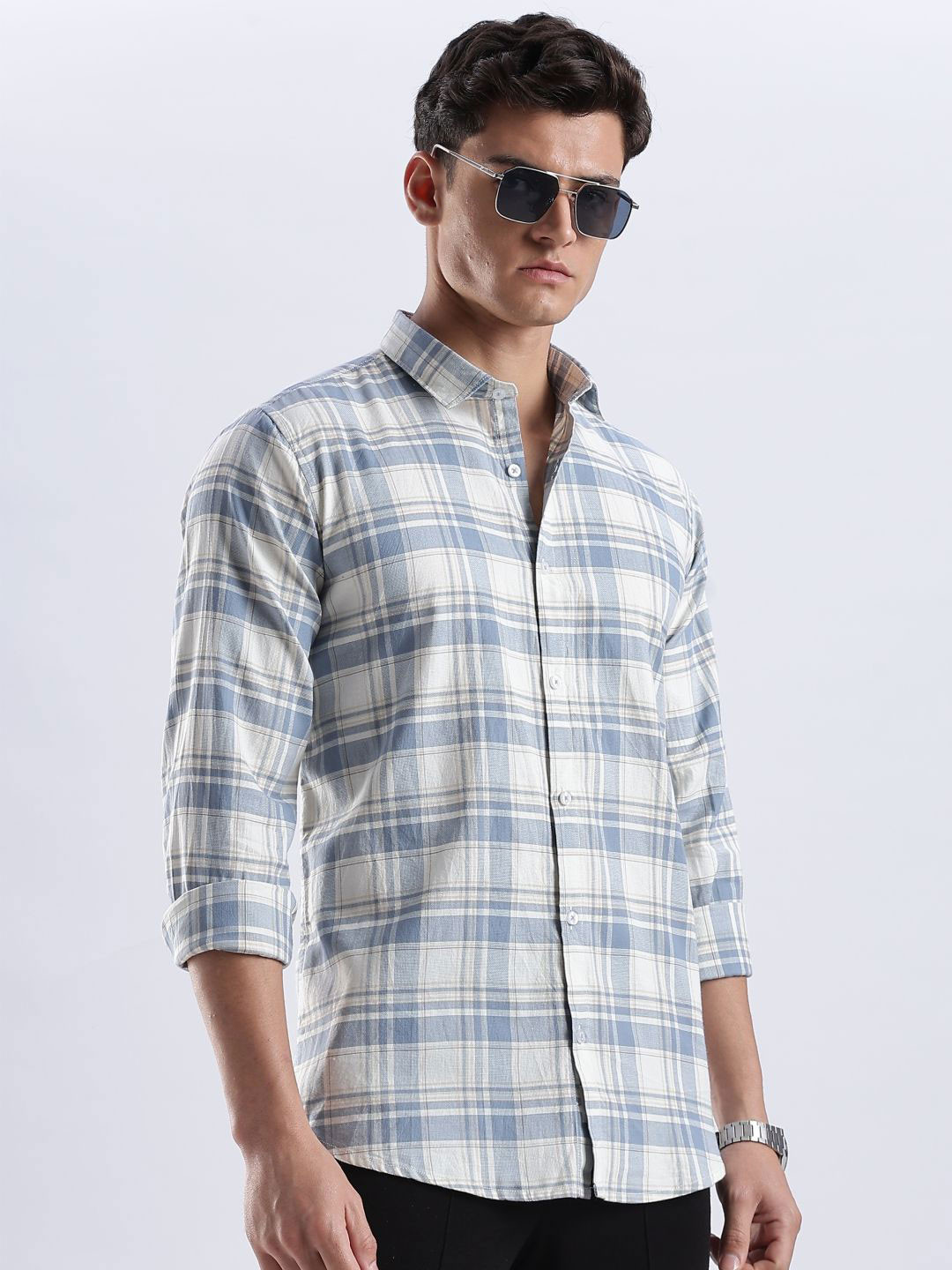 OG For Real REVE Original Tartan Checked Slim Fit Pure Cotton Casual Shirt