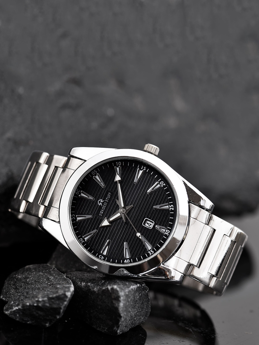 SWADESI STUFF Men Round Dial & Bracelet Style Straps Analogue Watch SDS 168 BLACK 9