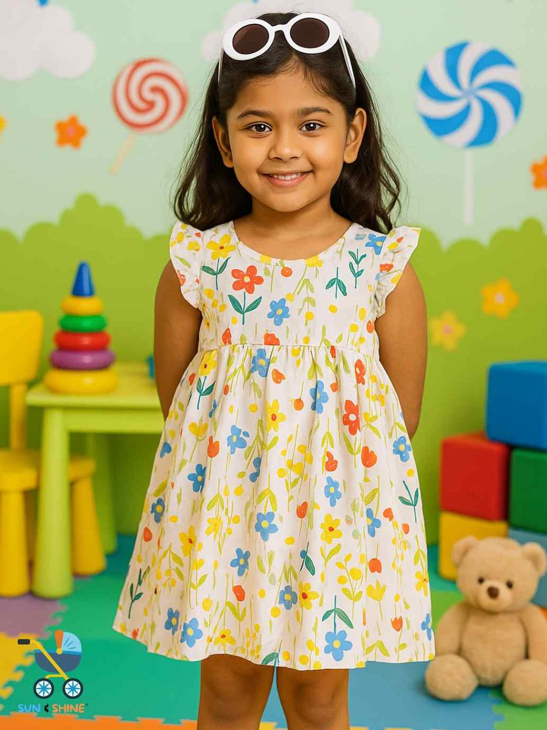Sun & Shine Girls Floral Chiffon Fit & Flare Dress