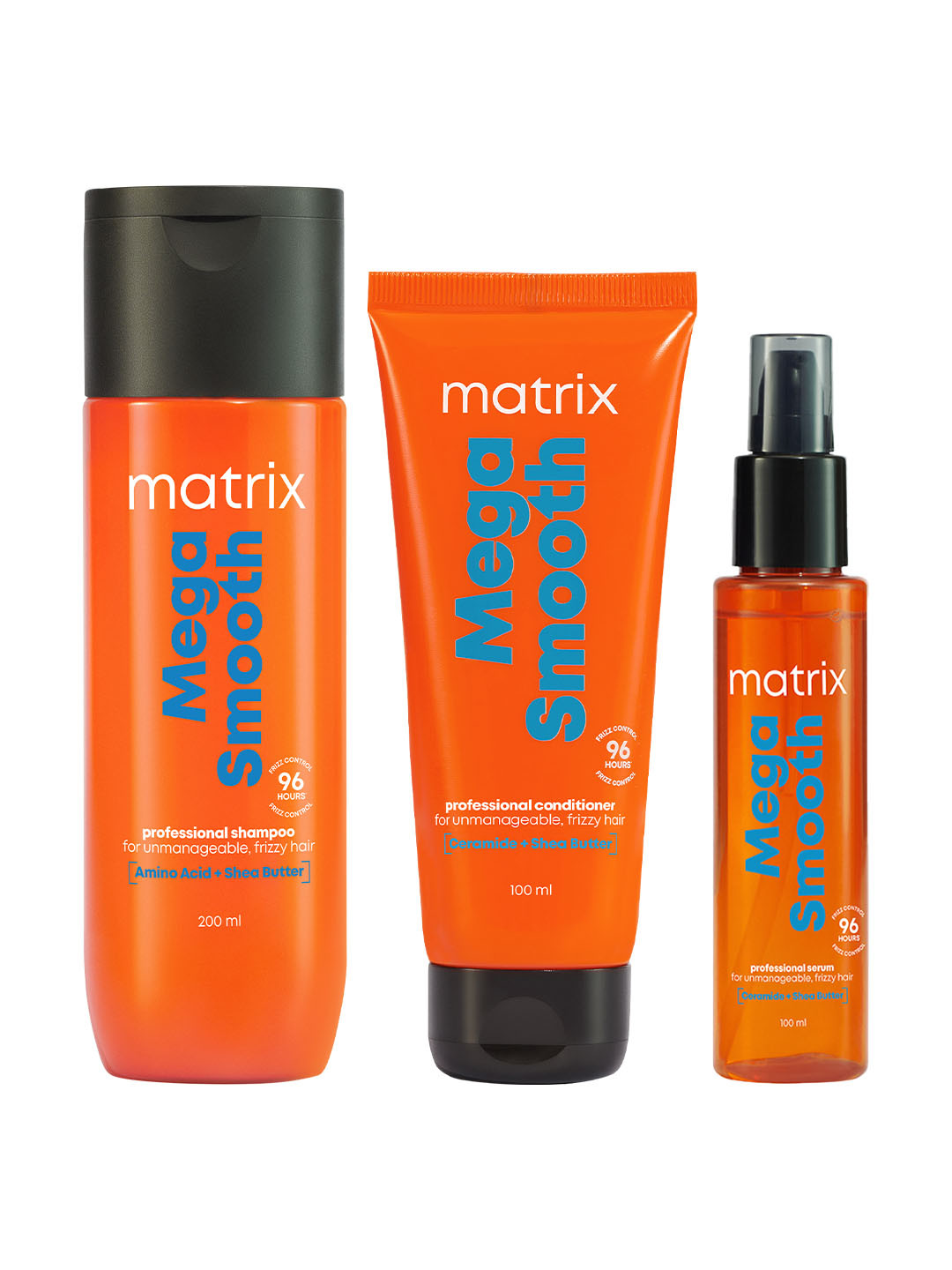 MATRIX Mega Smooth Combo for Frizzy Hair - 200ml + 100ml + 100ml