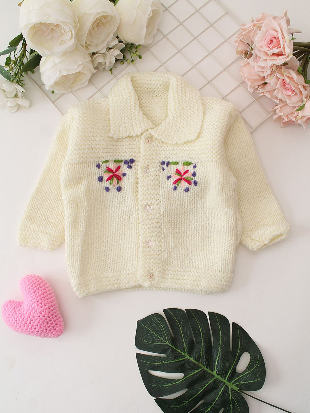 Woonie Kids Quirky Shirt Collar Acrylic Cardigan