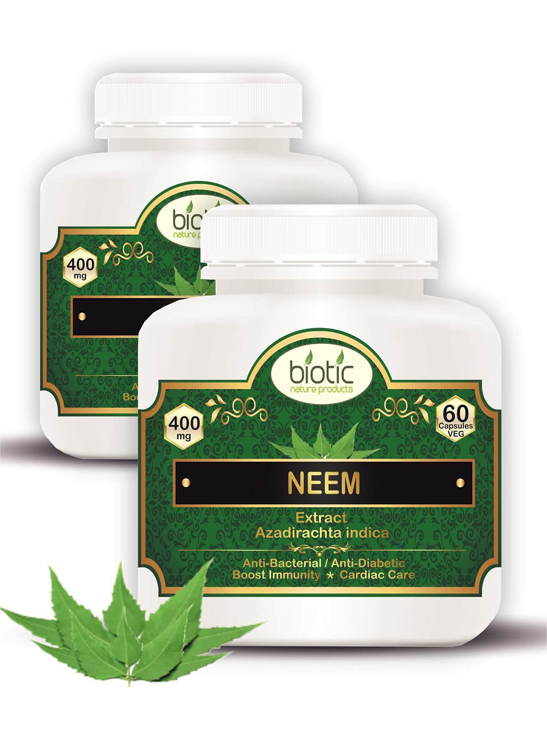 Biotic Neem Extract Azadirachta Indica 400mg 60 Capsules Each