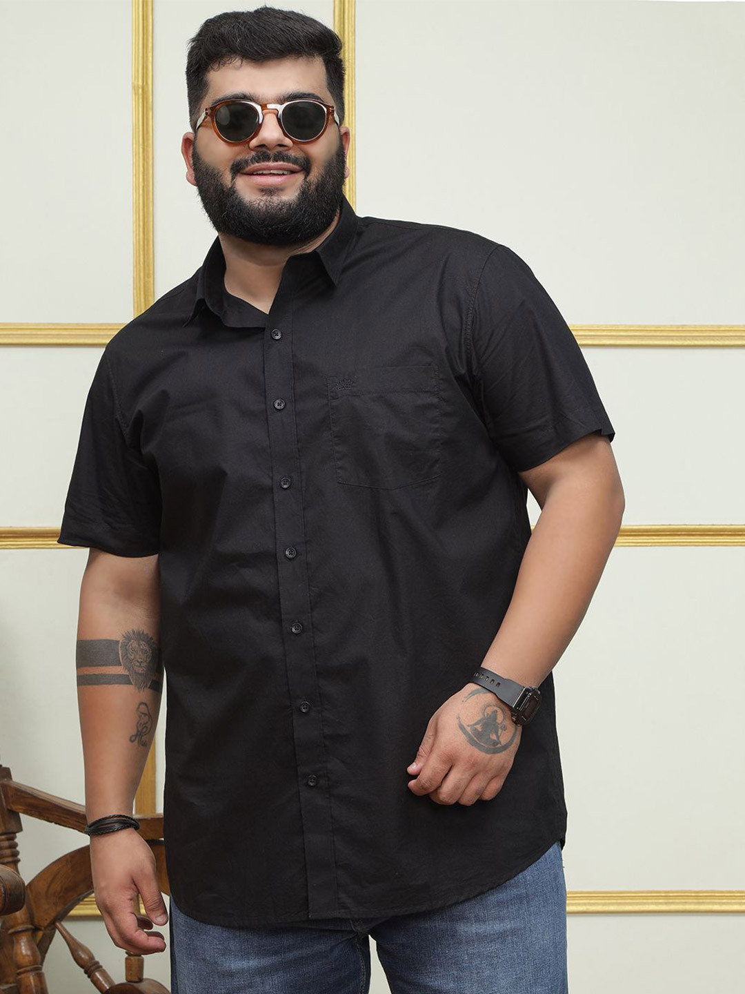 John Pride Spread Collar Pure Cotton Plus Size Casual Shirt