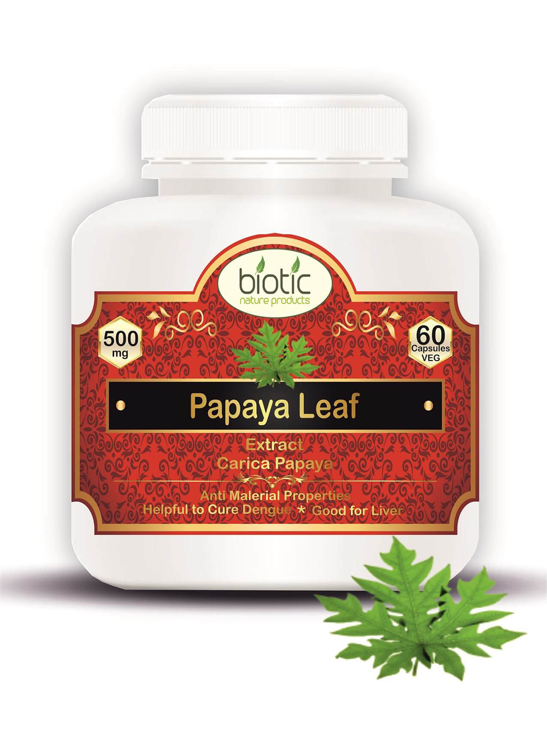 Biotic Papaya Leaf Extract 60 Capsules 500mg